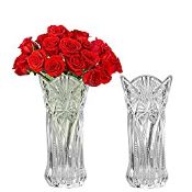RRP £27.98 Kurtzy Clear Crystal Glass Vases (2 Pack)
