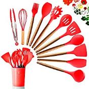 RRP £22.88 Premium 11pcs Silicone Cooking Kitchen Utensils Set