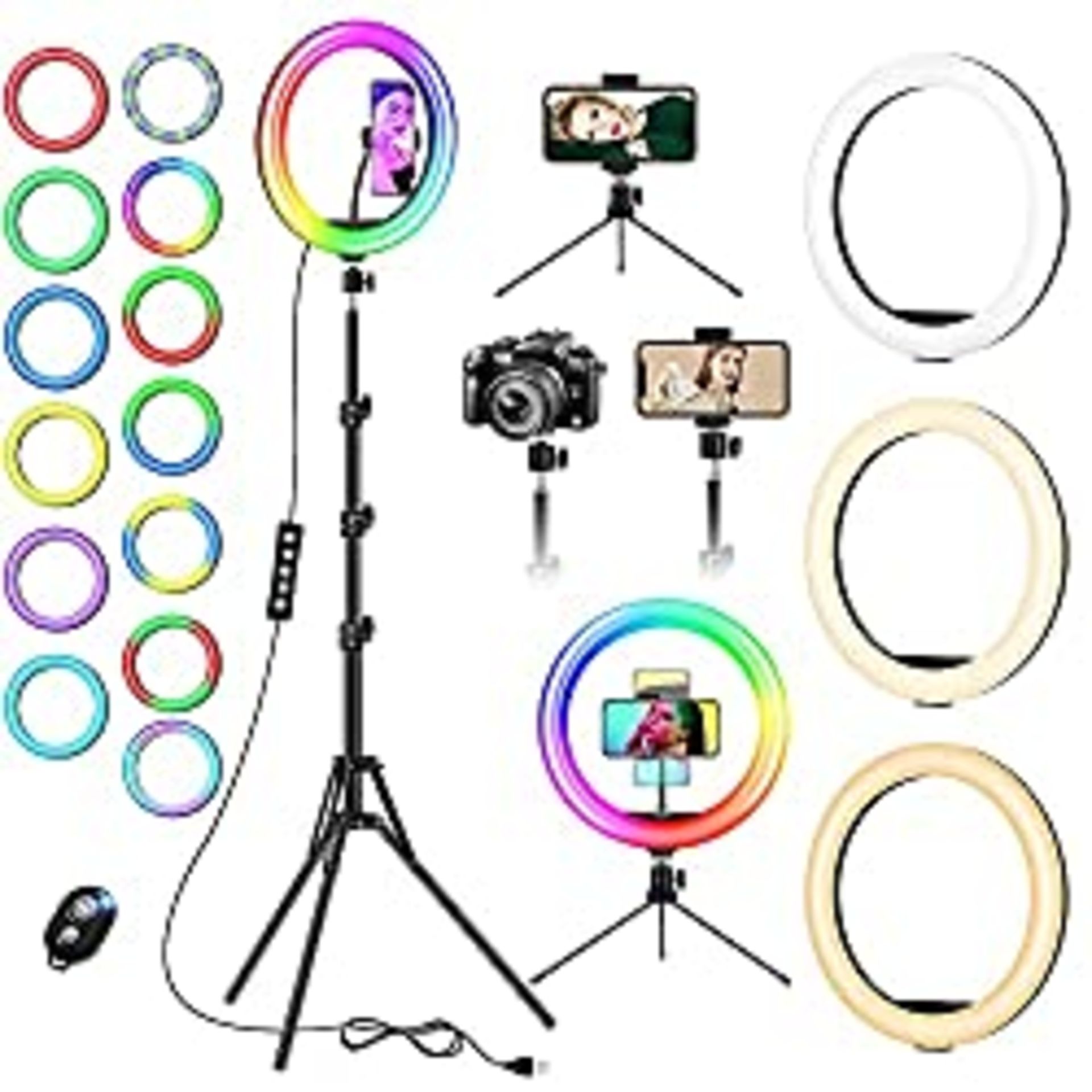 RRP £34.98 12.6'' Selfie Ring Light with Tripod Stand & Phone Holder Tall 74''