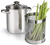 RRP £4.03 Asparagus Pot Stainless Steel Steamer Cooker with Basket and Lid Pasta 16cm 4L