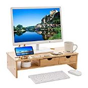 RRP £42.02 Novhome Monitor Stand Riser Bamboo Ergonomic Desktop
