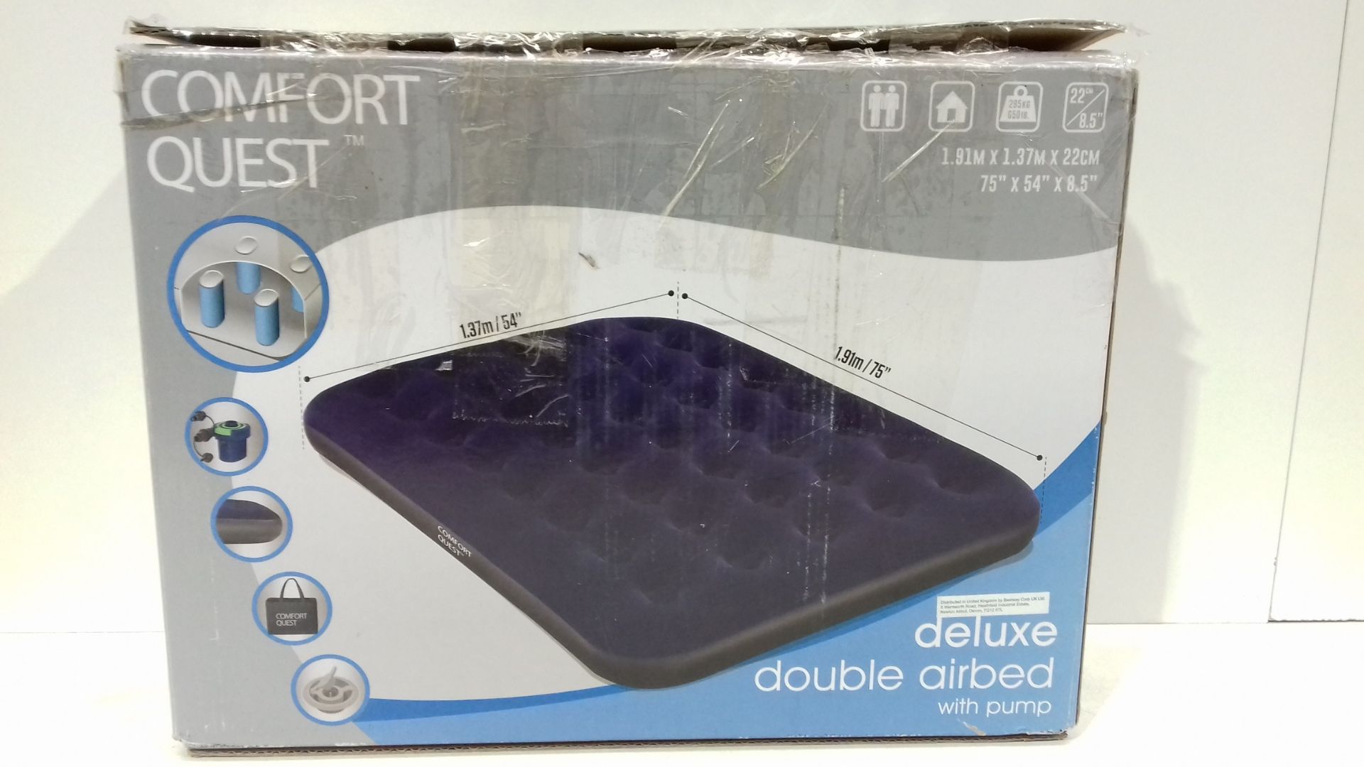 RRP £37.54 Double Airbed Inflatable Camping Blow Up Mattress Air Bed And Electric Pump - Image 2 of 2