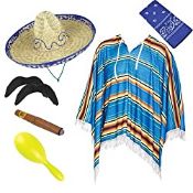 RRP £29.89 Adult Mexican 6pc Set Fancy Dress Costume