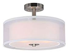 RRP £78.20 XiNBEi Semi Flush Ceiling Light 3 Light Drum Ceiling Light in Brushed Nickel