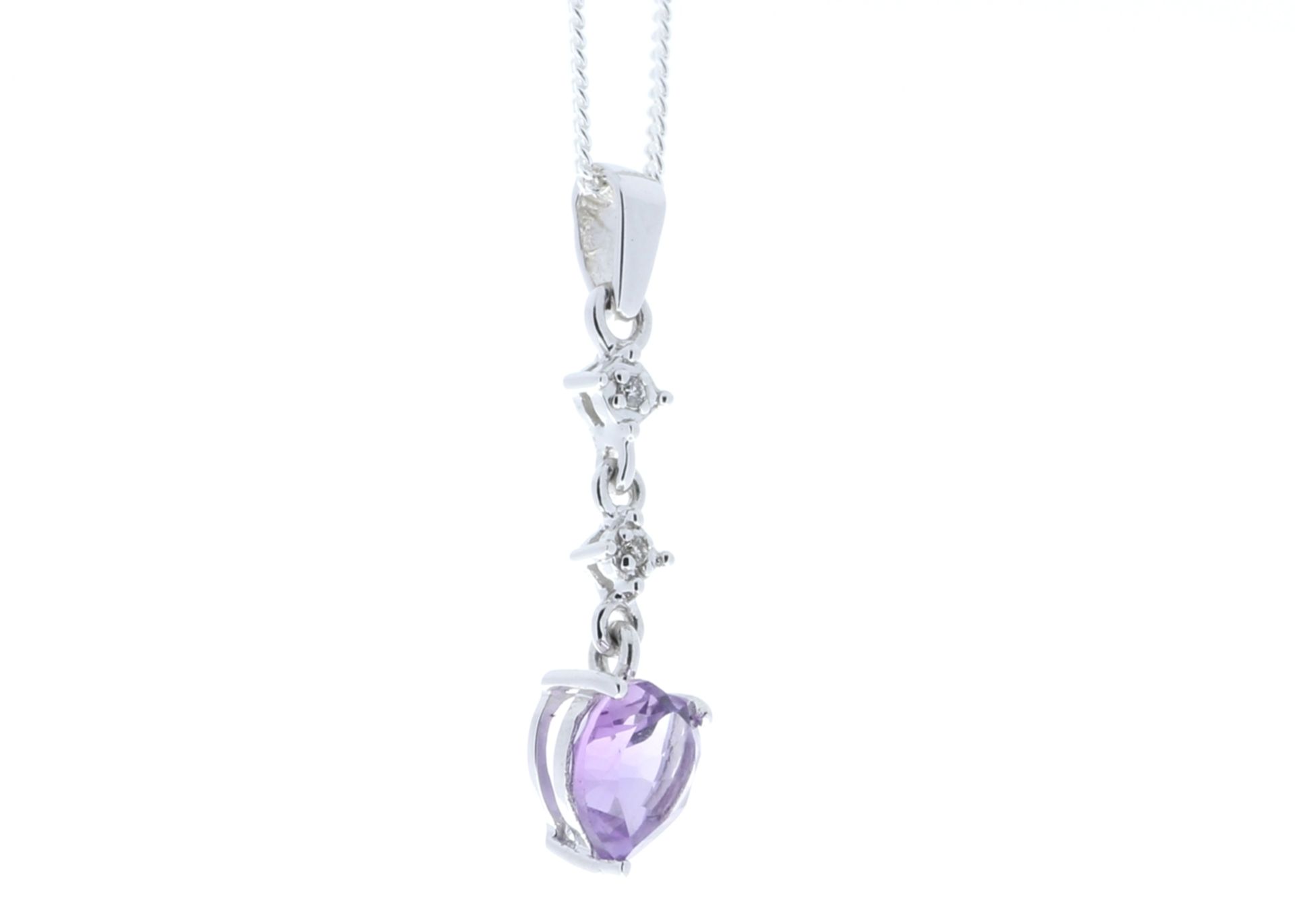 9ct White Gold Amethyst Heart Shape Diamond Pendant 0.01 Carats - Valued by GIE £420.00 - This - Image 4 of 5