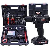 RRP £39.95 MYLEK Cordless Drill Set 18v Electric Driver DIY Combi Screwdriver Tool Kit