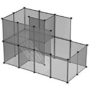 RRP £35.99 SONGMICS Guinea Pig Playpen, DIY Plastic Modular Fence, Grey LPC003G01