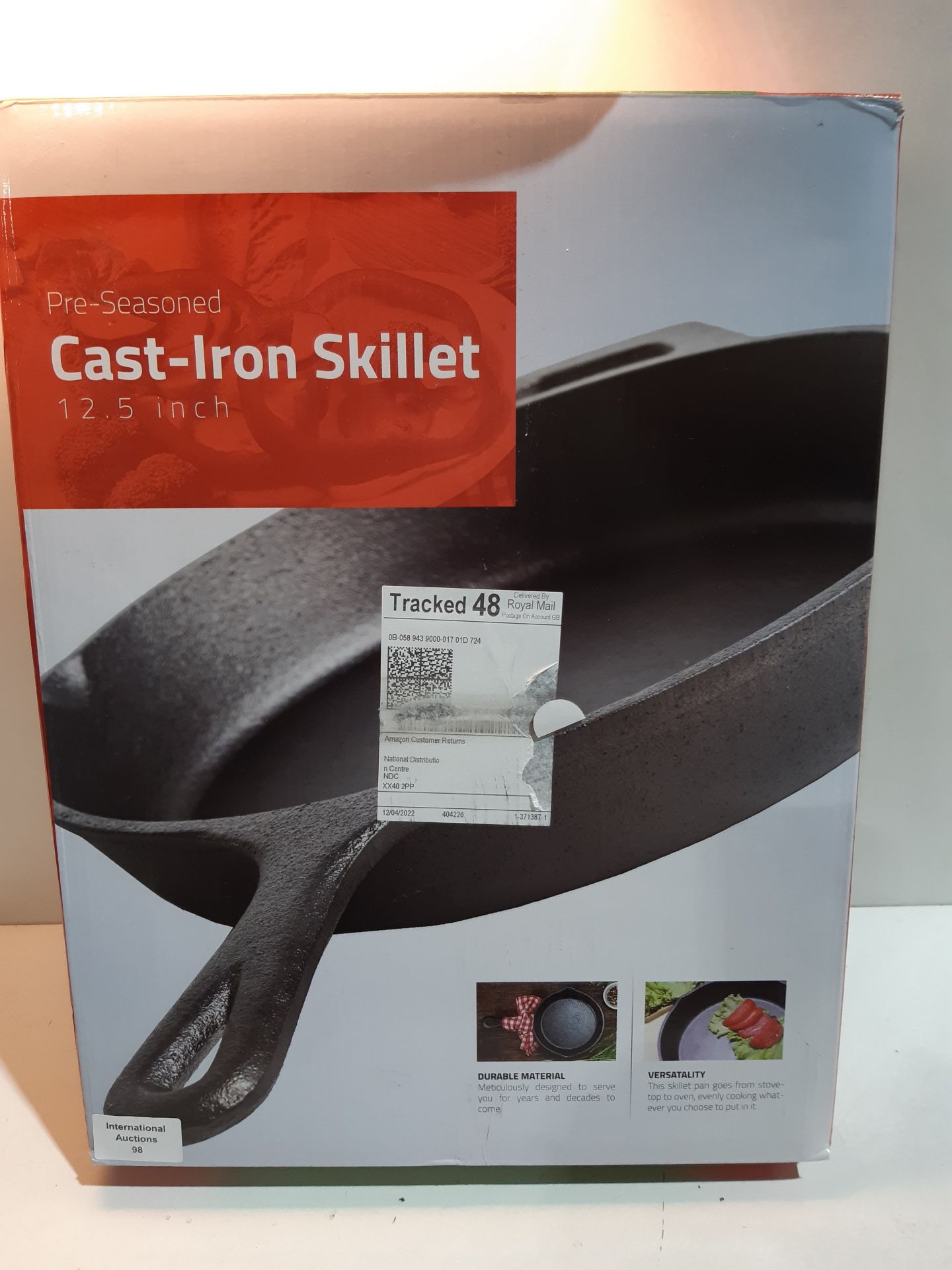 RRP £22.33 KICHLY Pre-Seasoned Cast Iron Skillet - 12.5 inch (31.75 cm) - Frying Pan - Image 2 of 2