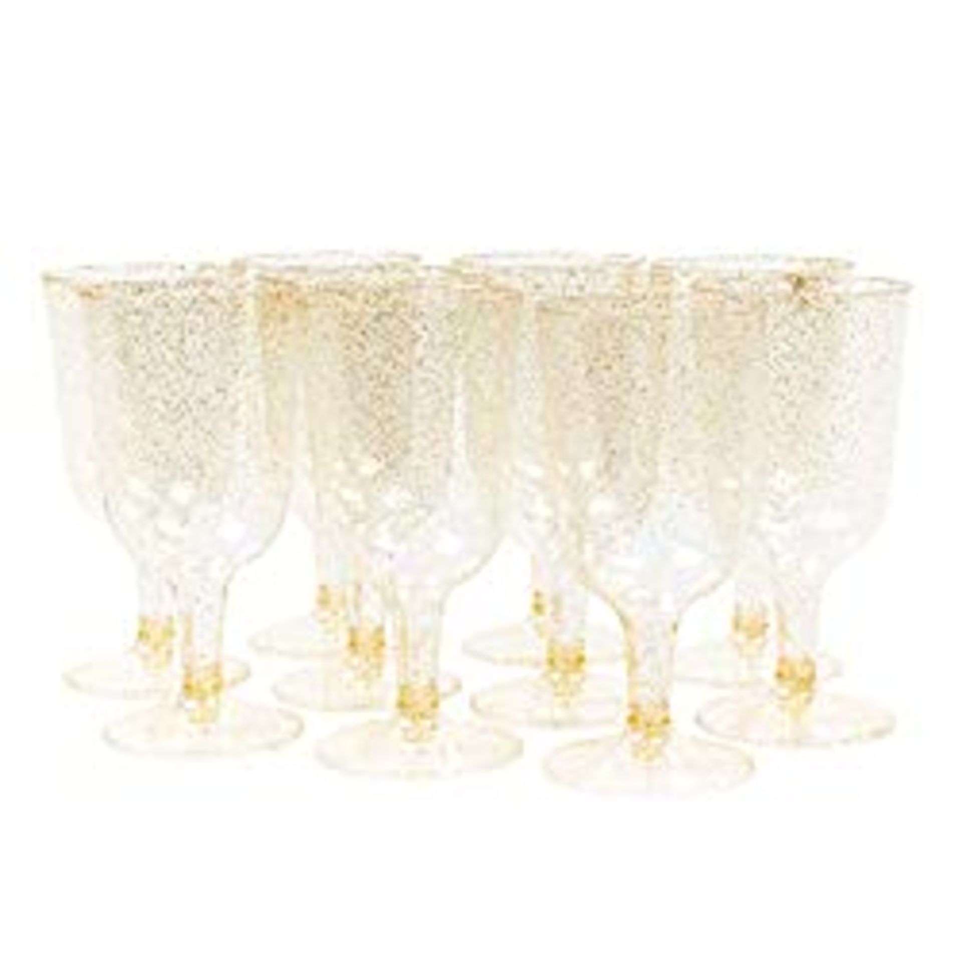 RRP £28.99 Matana - 100 Premium Plastic Gold Glitter Wine Glasses - 170ml