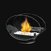 RRP £42.05 JHY DESIGN Oval Tabletop Fire Bowl with Two-Sided Glass