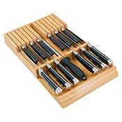 RRP £23.09 Utoplike in-Drawer Knife Block Bamboo Kitchen Knife Drawer Organizer