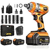 RRP £99.98 ZHJAN 21V Brushless Impact Driver with 2 PCS 4.0Ah Batteries