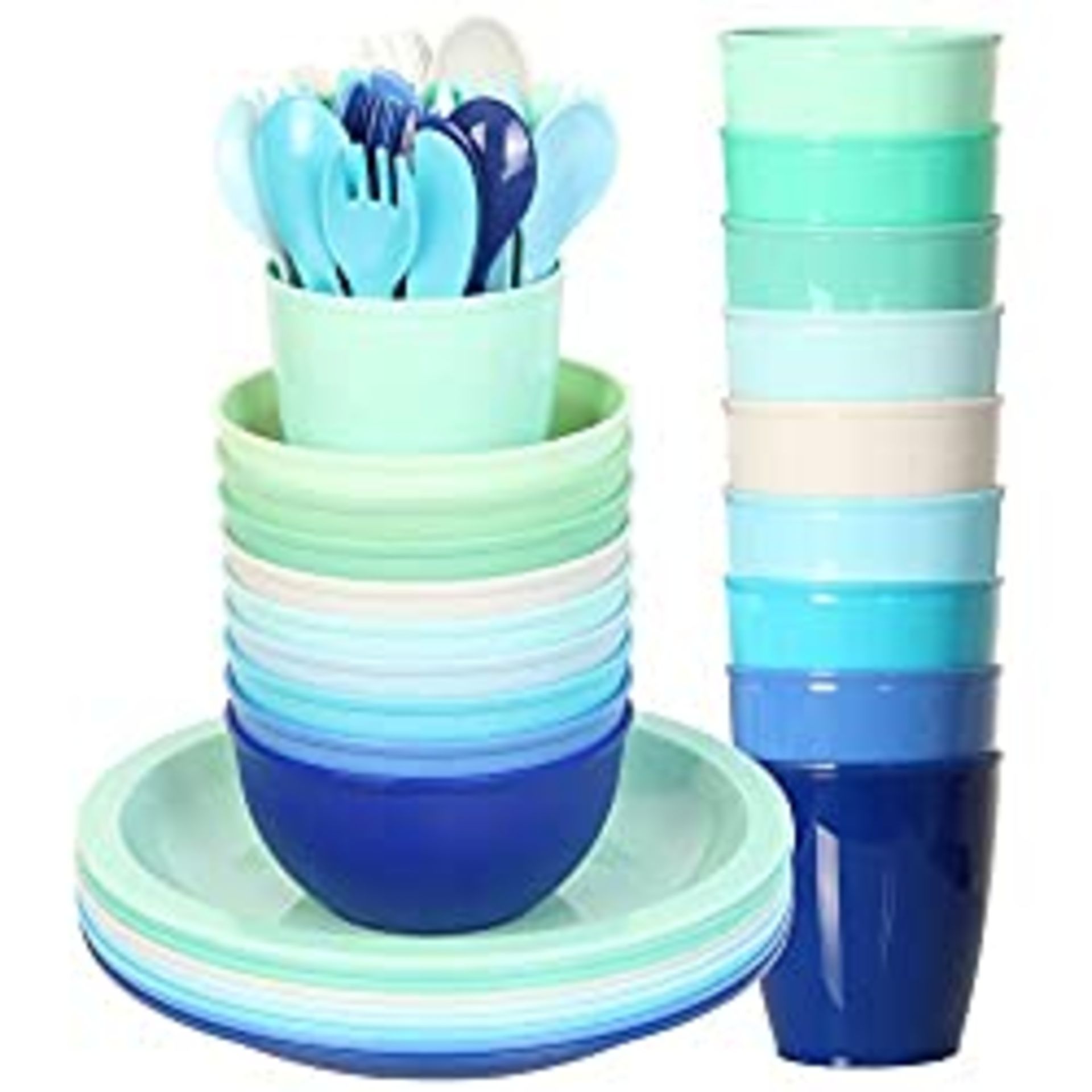 RRP £19.99 Youngever 54 pcs Plastic Kids Tableware