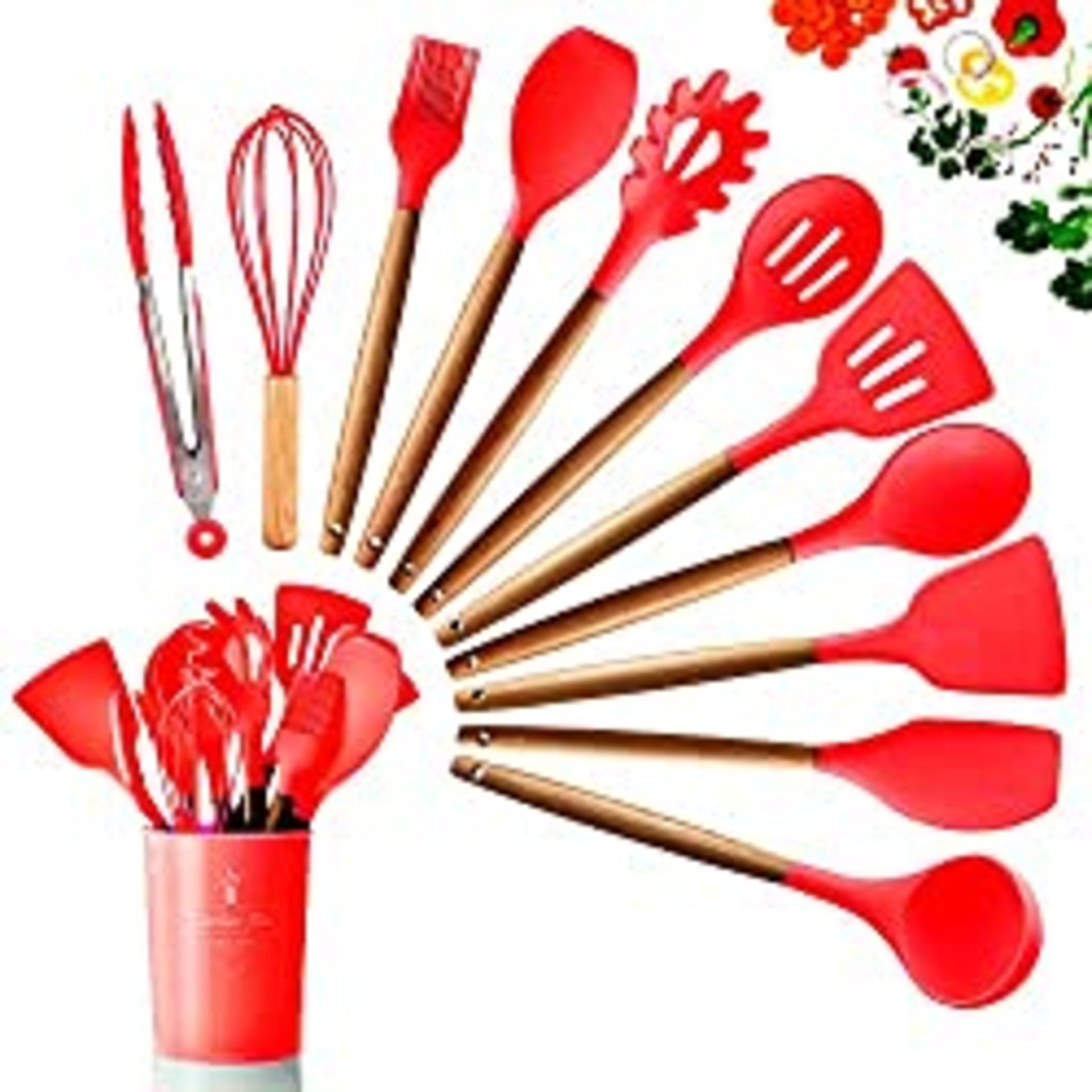 RRP £22.88 Premium 11pcs Silicone Cooking Kitchen Utensils Set