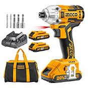 RRP £84.98 INGCO Brushless Impact Driver 20V Li-Ion Cordless Impact