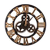 RRP £42.12 Mengshen Oversized Vintage Gear Wall Clock - Wooden & Noiseless(19.7 Inch