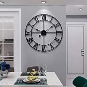 RRP £42.65 Vintage Large Wall Clock Round Metal Silent Non-ticking