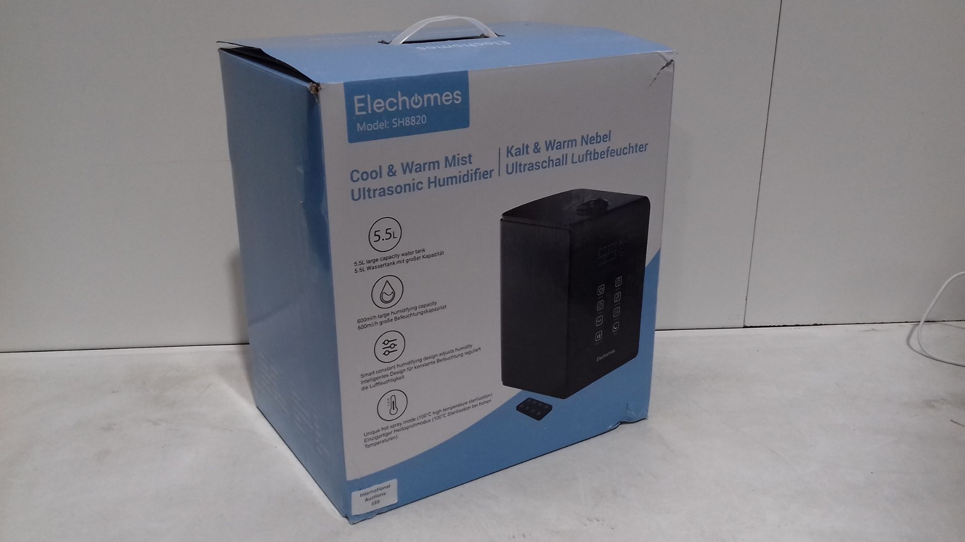 RRP £89.99 Elechomes Top-Fill Ultrasonic Humidifier 5.5L - Image 2 of 2