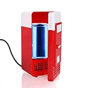 RRP £14.96 Discoball Mini Fridge Portable Small USB Cooler and Warmer LED Light (Red)