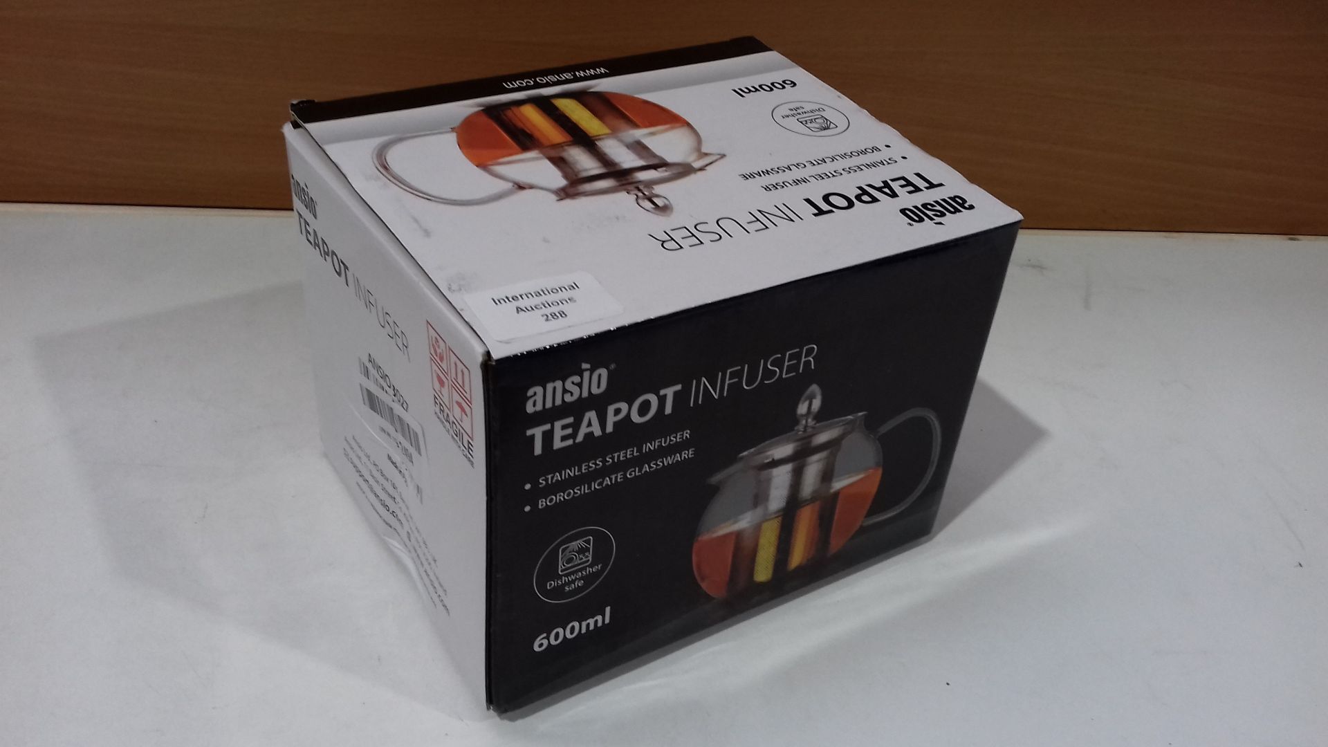 RRP £12.97 ANSIO Glass Teapot with Infuser 600 ml Borosilicate 304 Stainless Steel Lid - Image 2 of 2