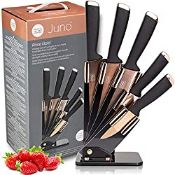 RRP £39.98 Taylors Eye Witness Juno Rose Gold 5Piece Kitchen Knife Block Set - Paring