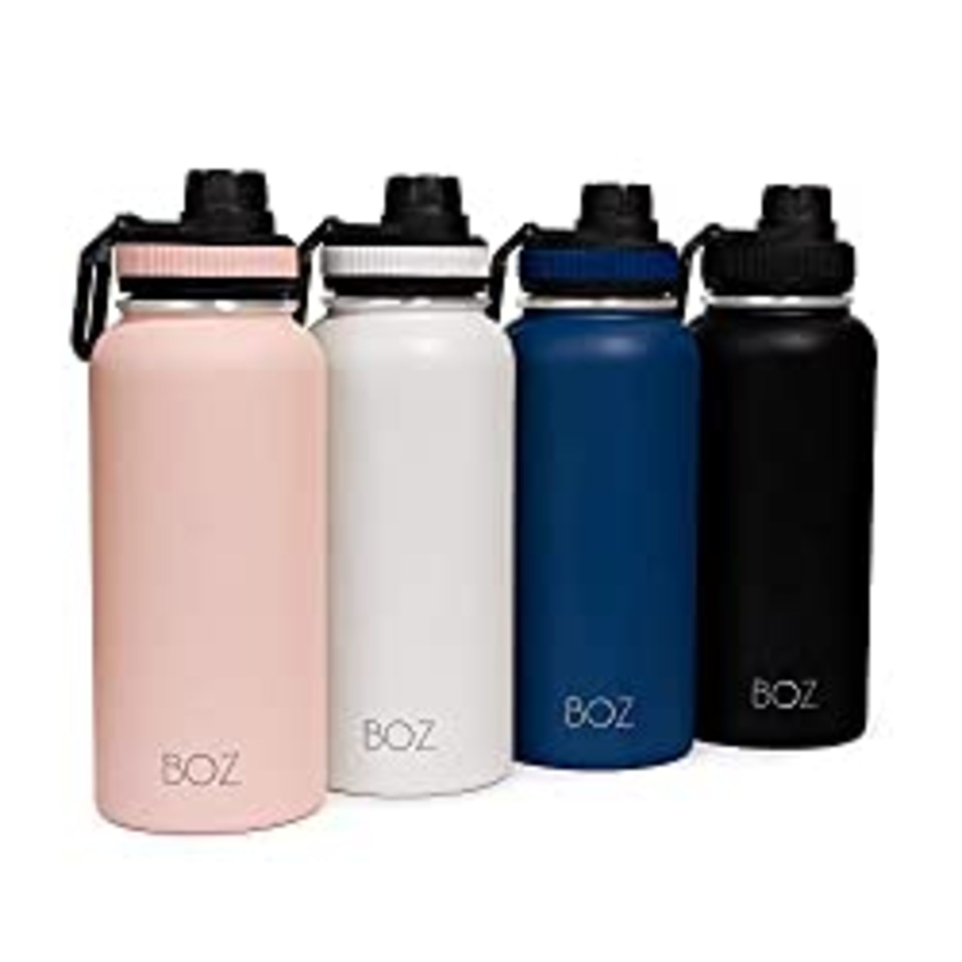 RRP £16.99 BOZ Stainless Steel Water Bottle XL - Matte Black (1 L / 32oz) Wide Mouth