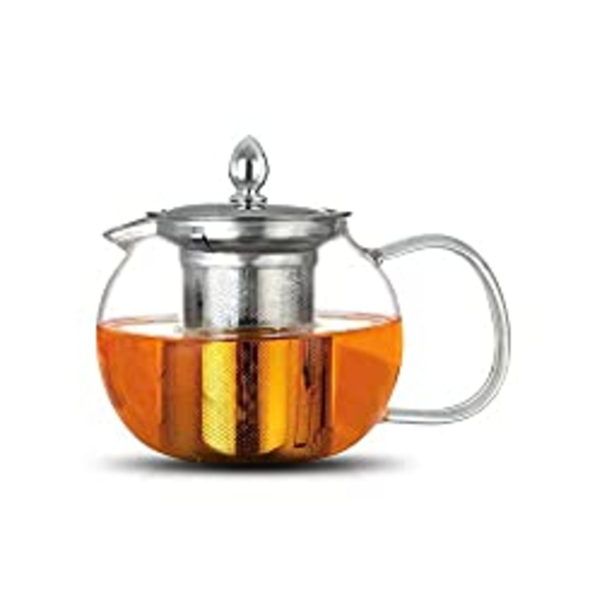 RRP £12.97 ANSIO Glass Teapot with Infuser 600 ml Borosilicate 304 Stainless Steel Lid