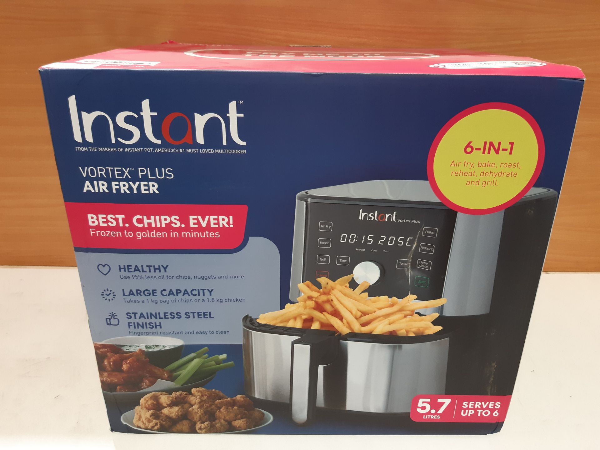 RRP £109.96 Instant Brands Vortex 6 Plus 6-in-1 Air Fryer 5.7L - Air Fry - Image 2 of 2