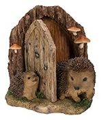 RRP £27.00 Fairy Door with Playful Hedgehog | Resin Home or Garden Decoration | RL-PF05-B