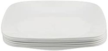 RRP £39.98 CORELLE 1114528 Square 8-3/4-Inch Luncheon Plate, Pure White, Set of 6, Glass