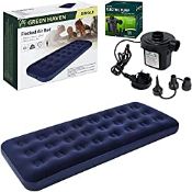 RRP £29.95 GREEN HAVEN Single Blow up Camping bed + AC Electric