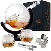 RRP £47.99 Oak & Steel ENGLAND - Globe Decanter Gift Set with Glasses