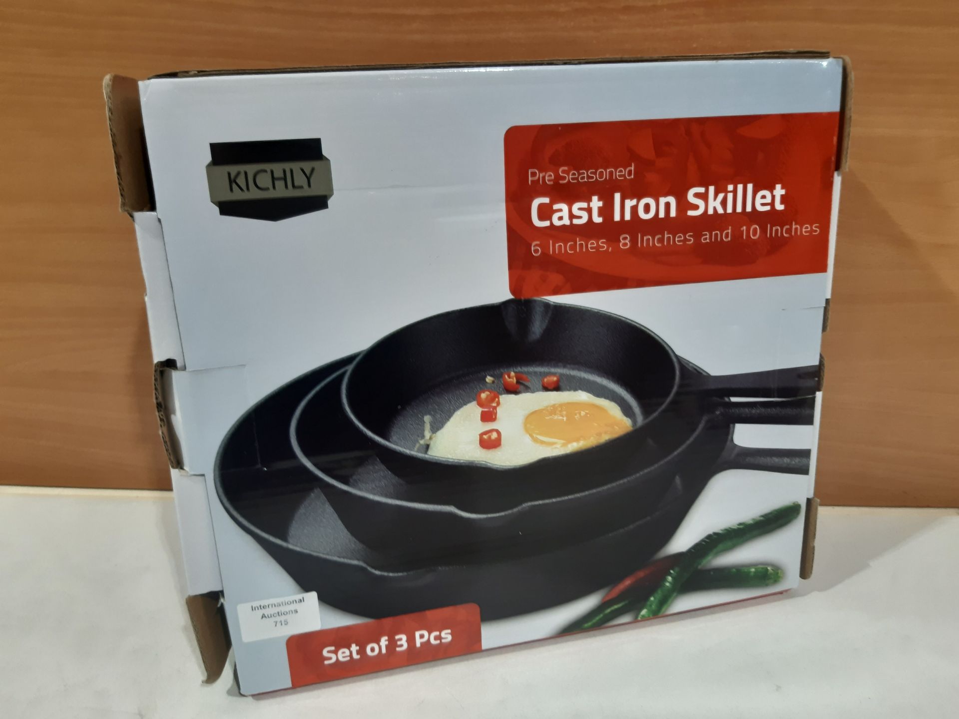 RRP £19.49 KICHLY 3 Pcs Cast Iron Cookware Set 10 Inch - 25.4cm - Image 2 of 2