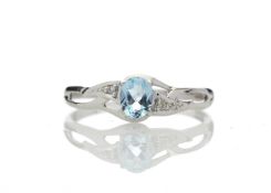 9ct White Gold Fancy Cluster Diamond And Blue Topaz Ring 0.01 Carats - Valued by GIE £609.00 - 9ct