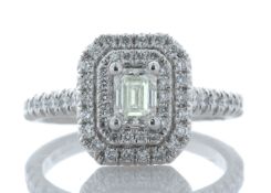 Platinum Single Stone With Halo Setting Ring 0.99 Carats - Valued by AGI £11,600.00 - A modern