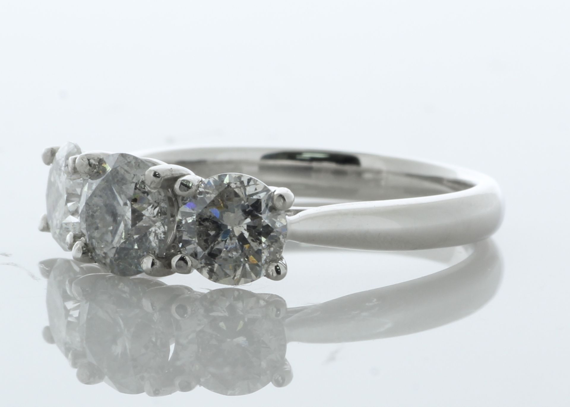 Platinum Three Stone Claw Set Diamond Ring 1.94 Carats - Valued by GIE £25,890.00 - Platinum Three - Image 2 of 4