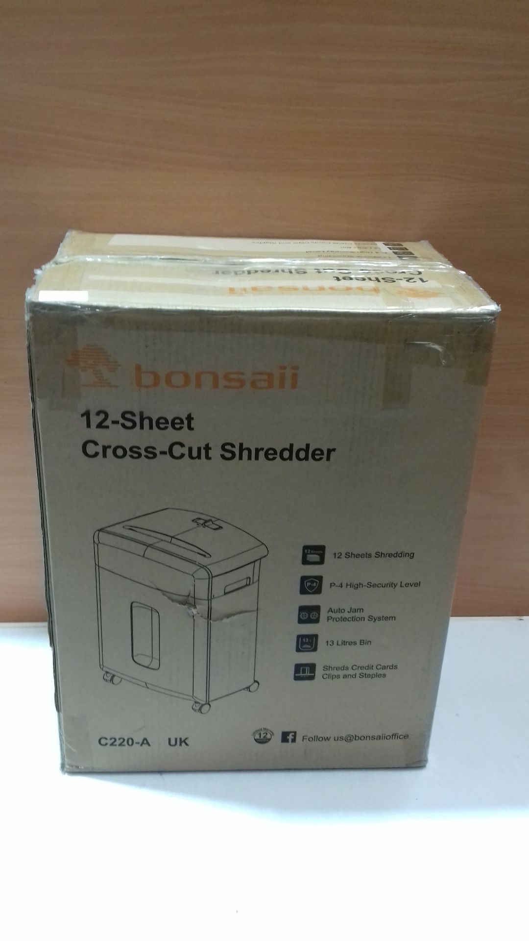 RRP £64.99 Bonsaii 12 Sheet Heavy Duty Cross Cut Paper Shredder for Office and Home Use - Image 2 of 2