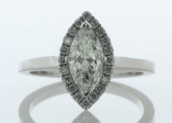 18ct White Gold Single Stone Marquise Cut Diamond Ring (0.91) 1.11 Carats - Valued by GIE £21,460.00