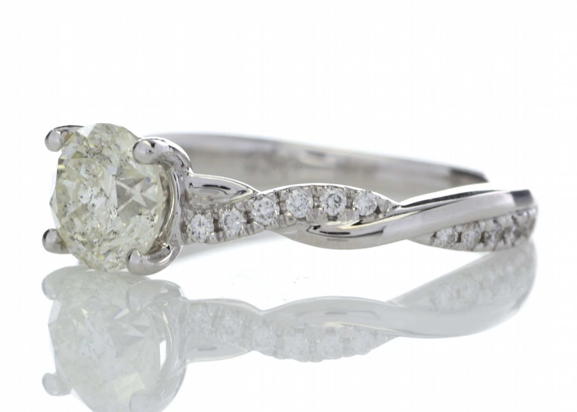18ct White Gold Single Stone Diamond Ring With Waved Stone Set Shoulders (1.06) 1.22 Carats - Valued - Image 2 of 5