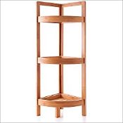 RRP £21.98 woodluv 3 Tier Free Standing Bathroom Corner Storage Shelf Storage Unit