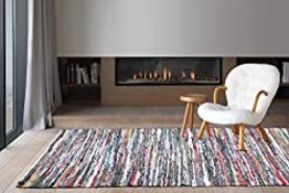 RRP £29.99 EHC 100 Percent Recycled Handmade Cotton Chindi Floor Rug 160 x 230 cm