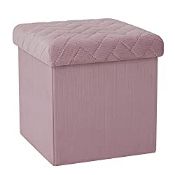 RRP £21.98 Bonlife Velvet Pink Ottoman with Storage