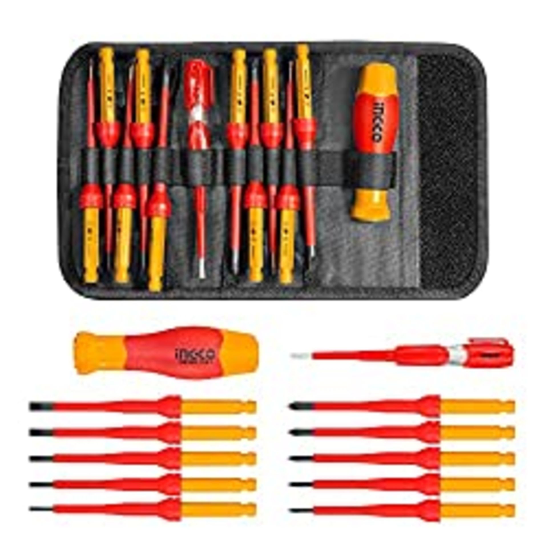 RRP £20.99 INGCO 12Pcs Interchangeable Insulated Screwdriver Set