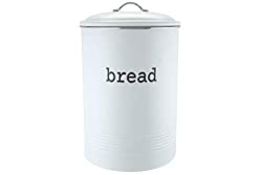 RRP £19.99 EHC Round White Enamel Bread Bin Crock Storage Canister Jar