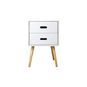 RRP £42.98 Woodluv MDF Retro 2 Drawer Bedside Table Side Storage Unit