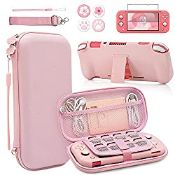 RRP £21.50 BRHE Pink Travel Carrying Case Accessories Kit for Switch Lite