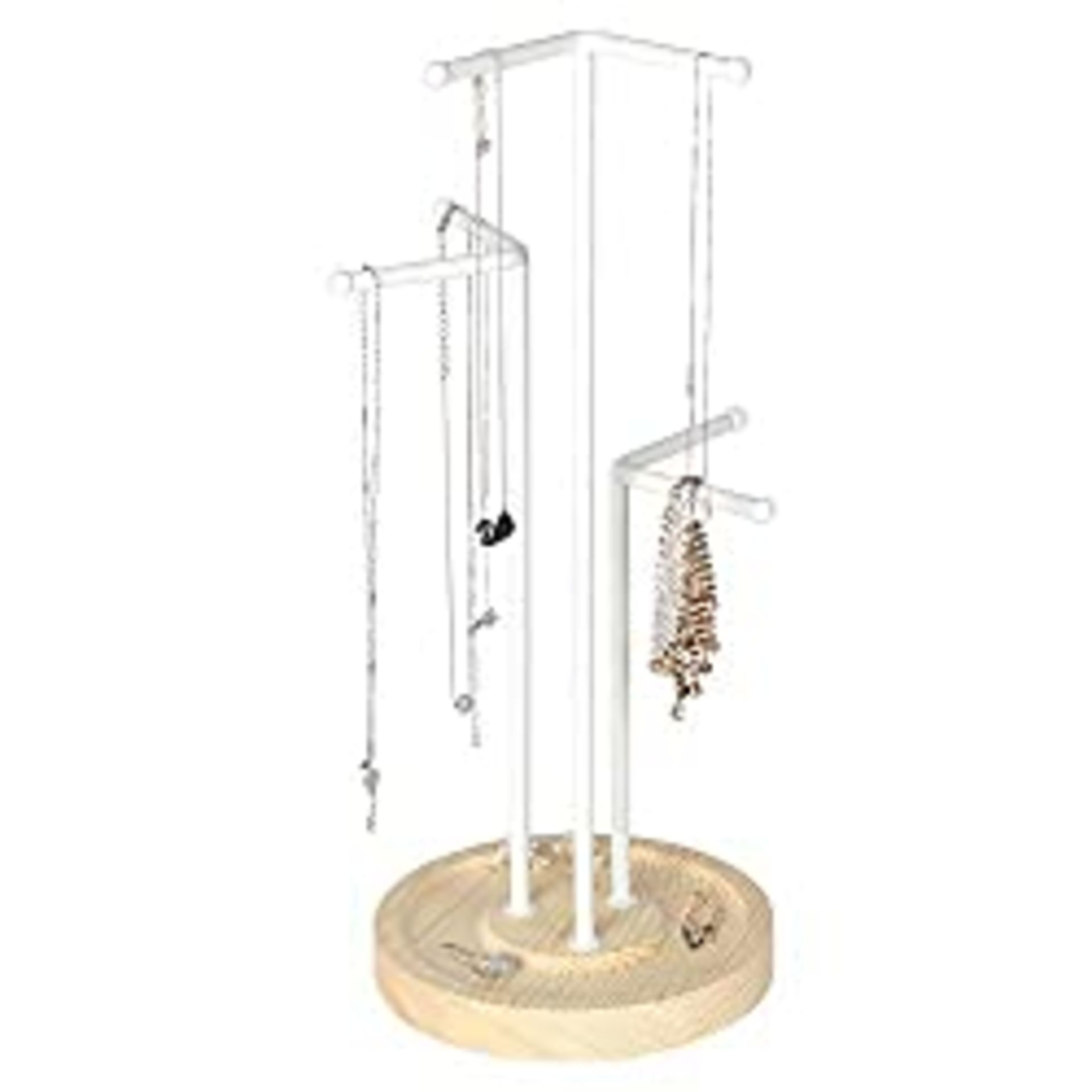 RRP £17.99 OROPY Jewellery Stand 3 Tier Metal Jewellery Display Holder with Wooden Tray