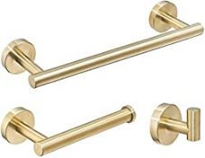 RRP £26.99 Gold Bathroom Accessories Accessory Bars Set Hand Towel