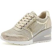 RRP £39.89 Fashion Heel Wedge Trainers for Women