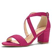 RRP £29.99 Allegra K Women's Crisscross Ankle Strap Block Heel